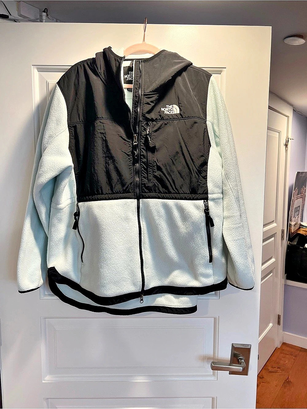 The North Face Women's Denali Hoodie Black & Blue Fleece Size XL